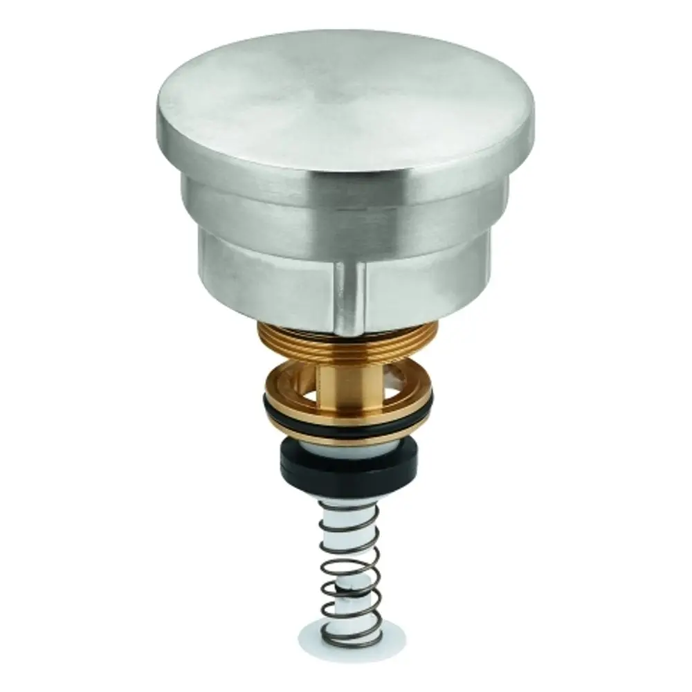 GROHE Umstellung aus Edelstahl mit Schraubfeder und Dichtungsring. Das Produkt zeigt eine detailreiche Bauweise für Armaturen.