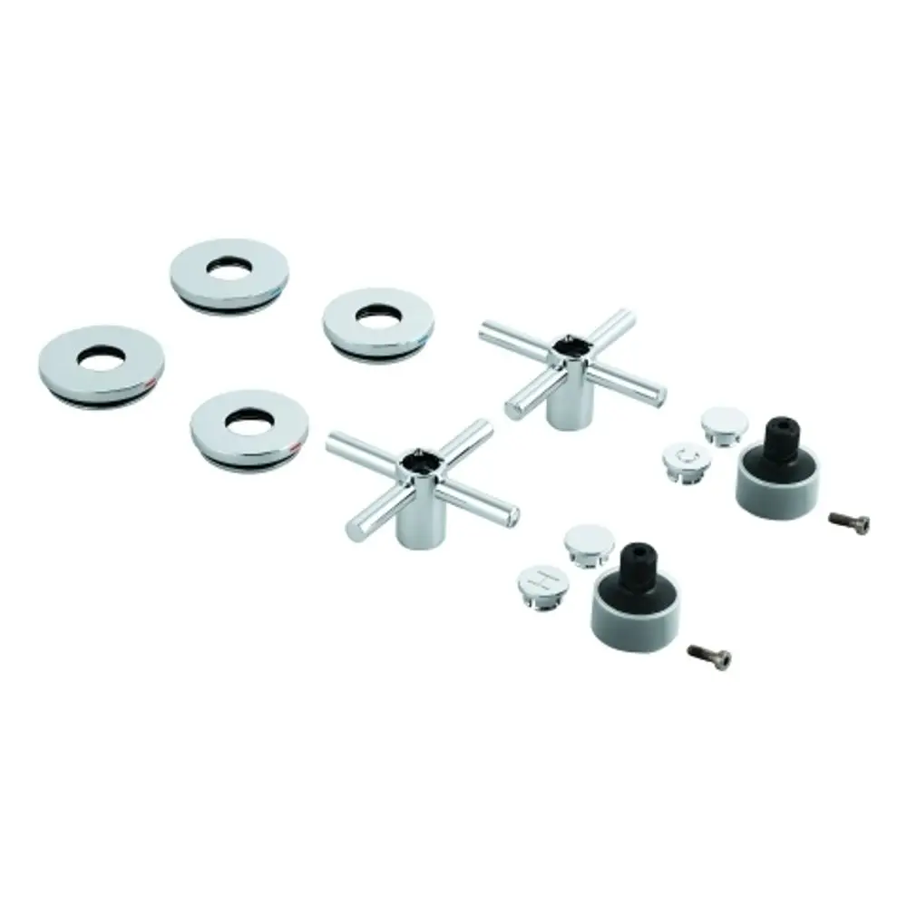 GROHE Kreuzgriff-Set in Chrom, bestehend aus mehreren Griffen und passenden Elementen, geeignet für Armaturen der Atrio-Serie.