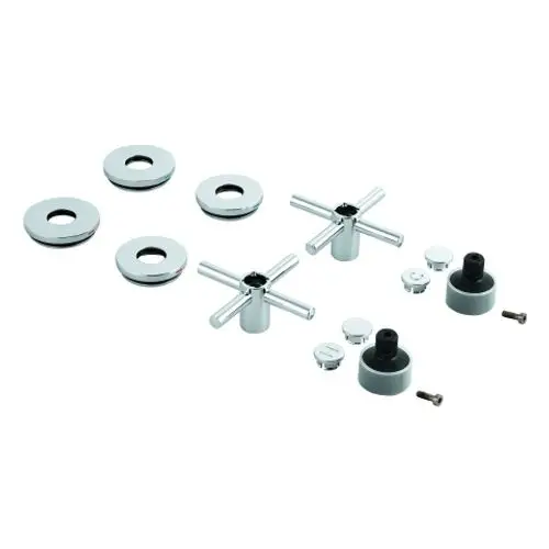 GROHE Kreuzgriff-Set in Chrom, bestehend aus mehreren Griffen und passenden Elementen, geeignet für Armaturen der Atrio-Serie.