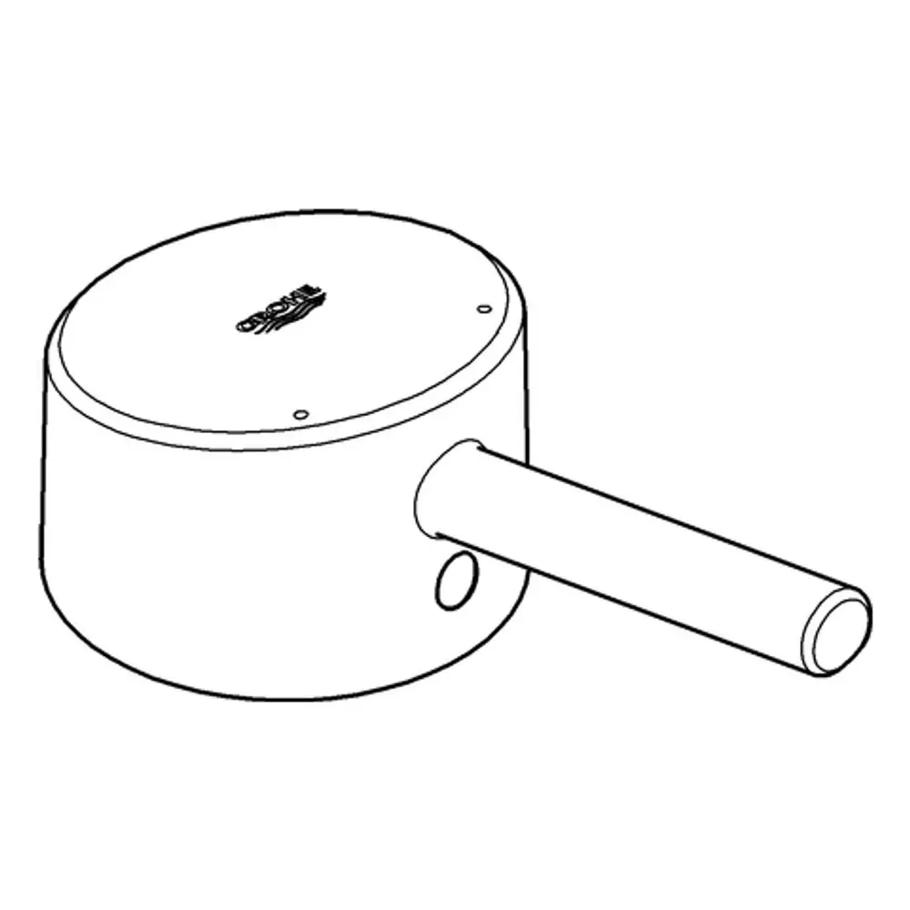 GROHE Produkt mit runder Oberseite und seitlichem Auslass, das für Sanitärinstallationen verwendet wird. Klare Gestaltung ohne sichtbare Bedienelemente oder Details.