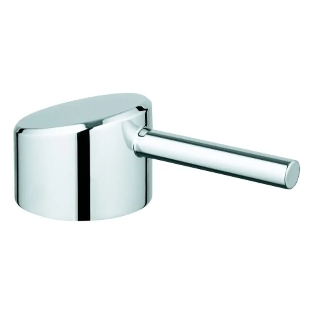 Chromfarbener Hebel von Grohe mit runder Basis und einem langen, flachen Griff. Geeignet für Armaturen und andere Anwendungen im Sanitärbereich.