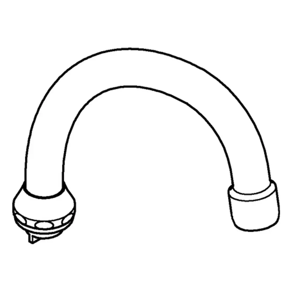 GROHE Auslauf in chrom, gebogene Form mit Anschlussstellen an beiden Enden, illustrativ für Sanitärinstallationen.