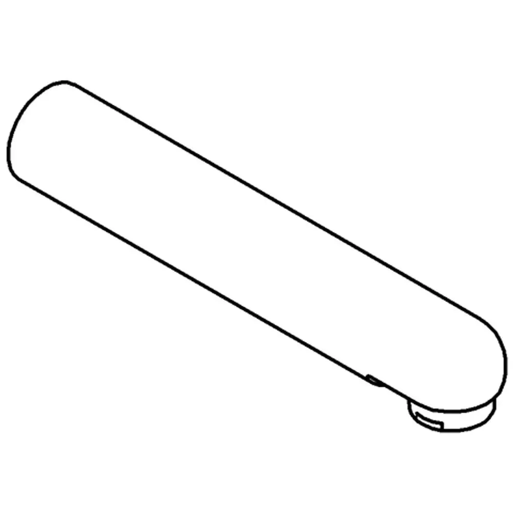 GROHE Auslauf in ovaler Form, mit einem Ende für die Montage, dargestellt in einer einfachen, klaren Zeichnung ohne Farben oder zusätzliche Details.