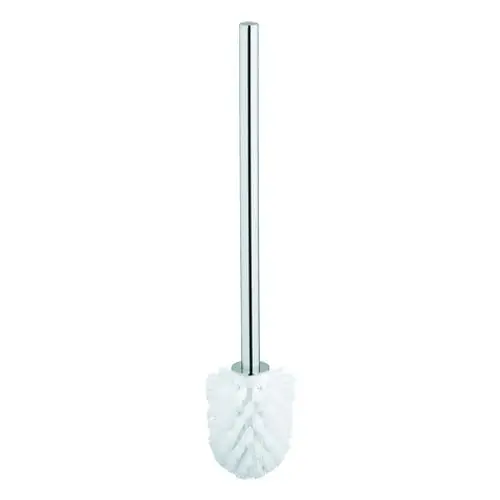 Grohe Bürste mit langem, silbernen Griff und einer weißen, gebogenen Reinigungsbürste an der Unterseite. Ideal für die Toilettenreinigung.