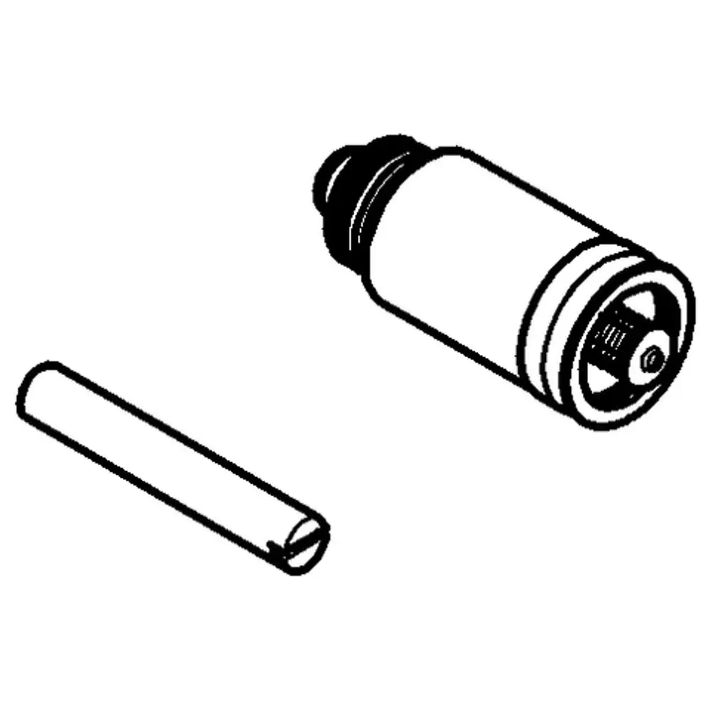 GROHE Kartusche in einfacher Form, bestehend aus einem zylindrischen Körper und einem separaten zylindrischen Element, dargestellt in Schwarz-Weiß-Zeichnung.