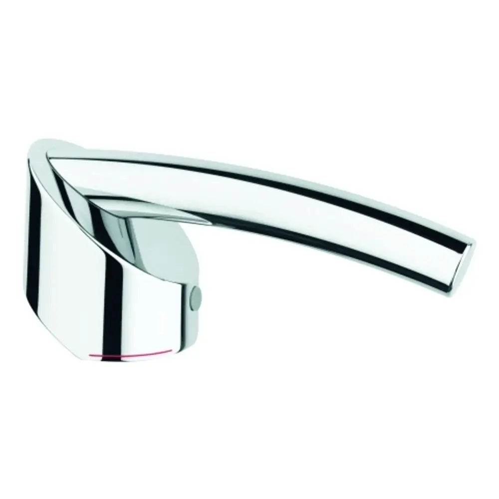 Hebel aus verchromtem Material mit ergonomischer Form, geeignet für einen Grohe Einhandmischer, dargestellt aus einer seitlichen Perspektive.