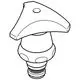 Grohe Produkt mit dreieckigem Bedienknopf und einem Rückflussverhinderer. Der untere Teil hat ein Gewinde zur Befestigung. Ideal für Sanitärinstallationen.