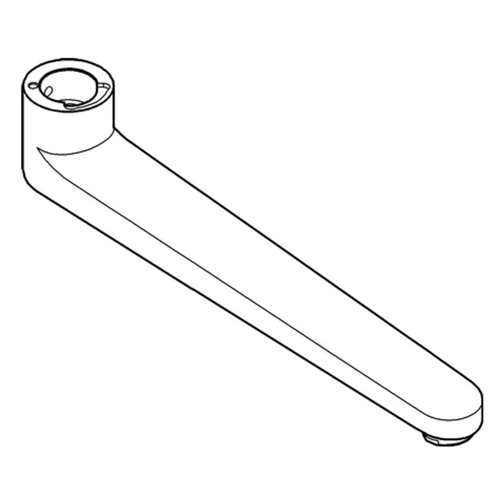 Einseitiger Auslauf von Grohe mit einer runden Basis und einem schmalen, langen Arm, der für Wasserabgaben geeignet ist.