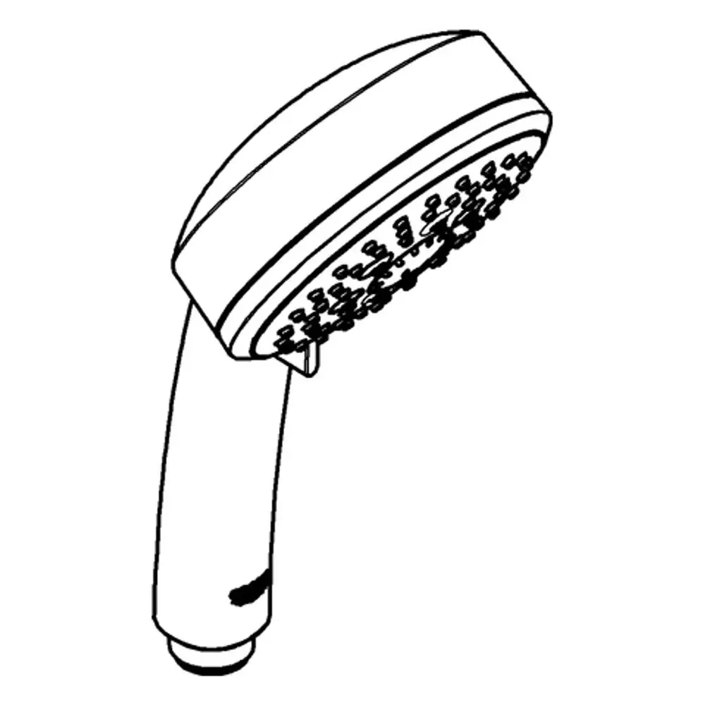Handbrause von Grohe mit einem runden Kopf und mehreren Strahlarten, ausgestattet mit einer weißen Brausefläche.