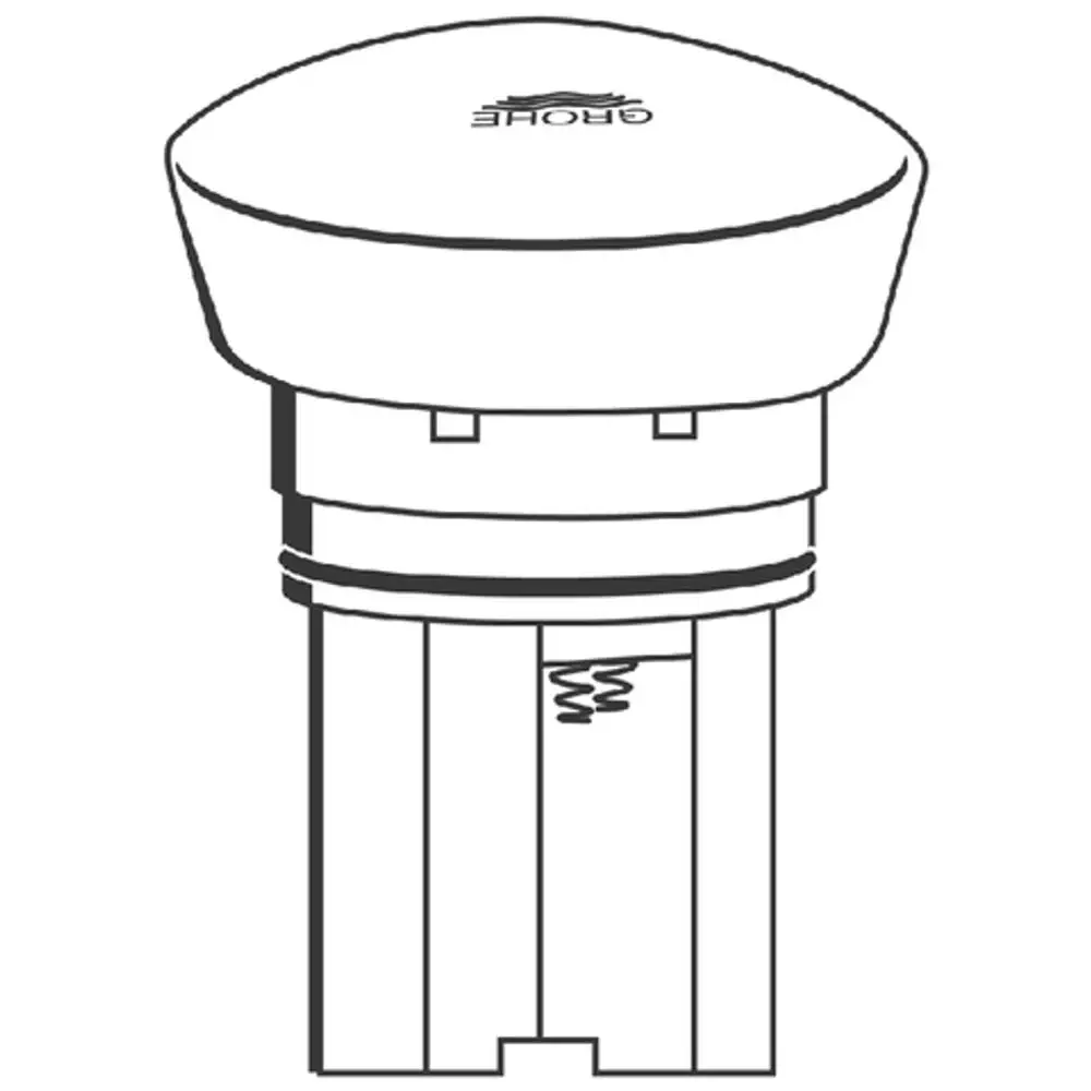 Grohe Kartusche mit einem runden Kopf und einem federbelasteten Mechanismus, geeignet für die Verwendung in Wasserarmaturen.