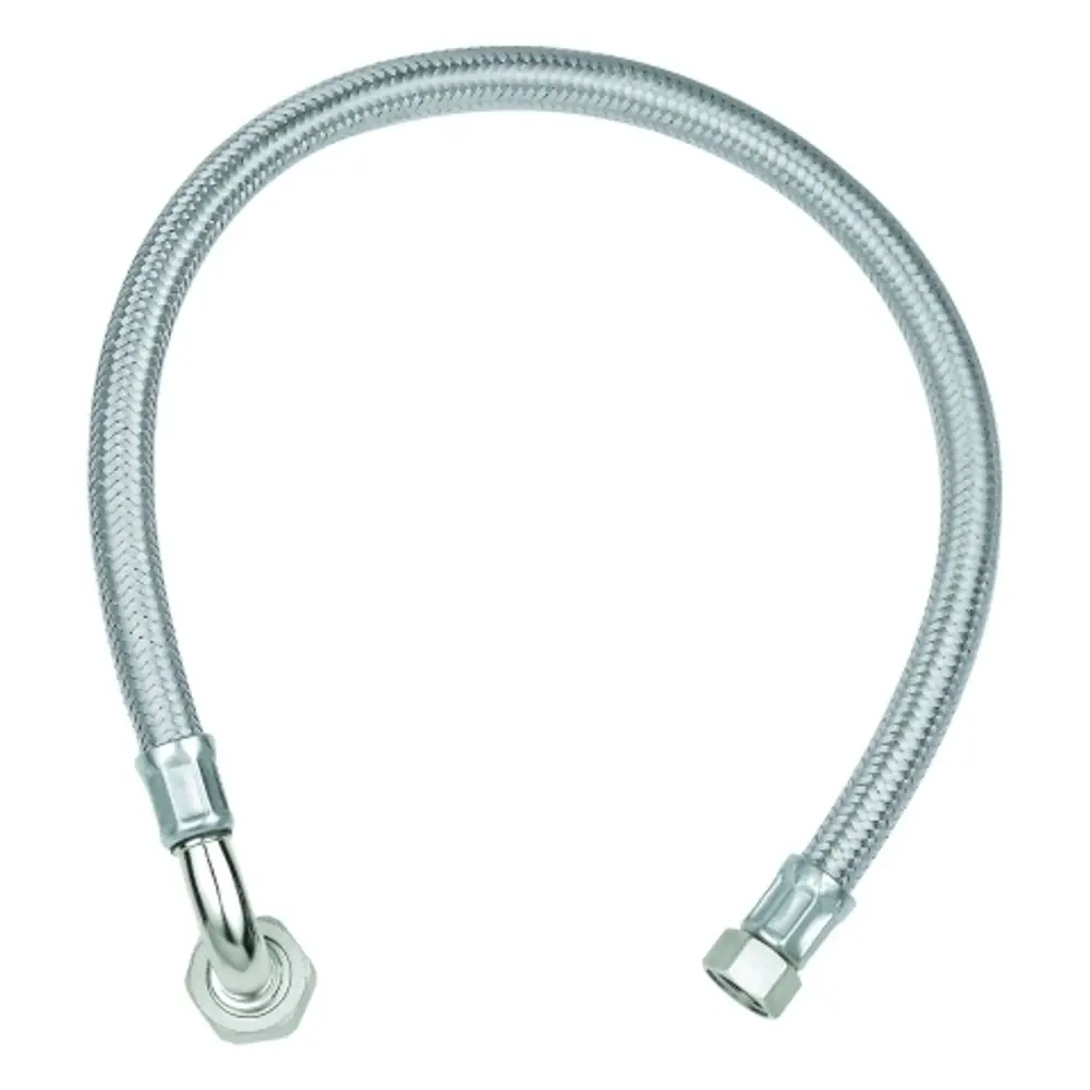 Flexibler Anschluss-Schlauch mit Edelstahlgeflecht und zwei Metallanschlüssen, geeignet für Wasserinstallationen von Grohe.