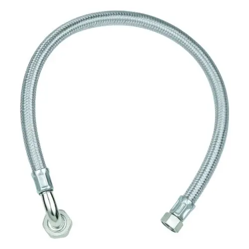 Flexibler Anschluss-Schlauch mit Edelstahlgeflecht und zwei Metallanschlüssen, geeignet für Wasserinstallationen von Grohe.