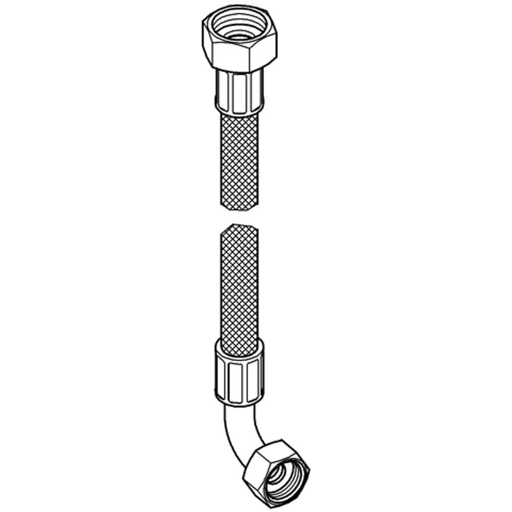 Grohe Anschlussschlauch, mit zwei Gewindeanschlüssen und einem gebogenen Abschnitt, für die Verbindung von Wasserleitungen in sanitären Anlagen.