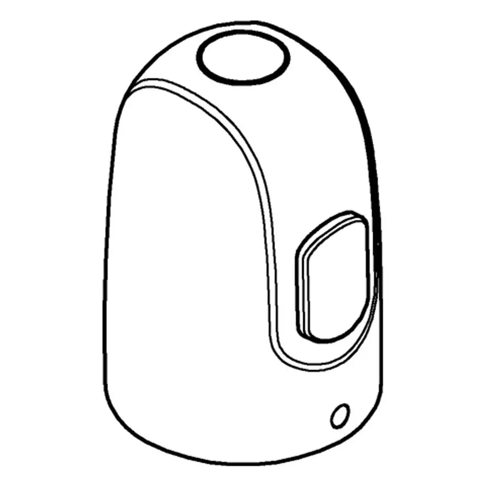 GROHE Absperrgriff in chrom, abgerundete Form mit seitlichem Druckknopf und kleiner Öffnung auf der Oberseite.