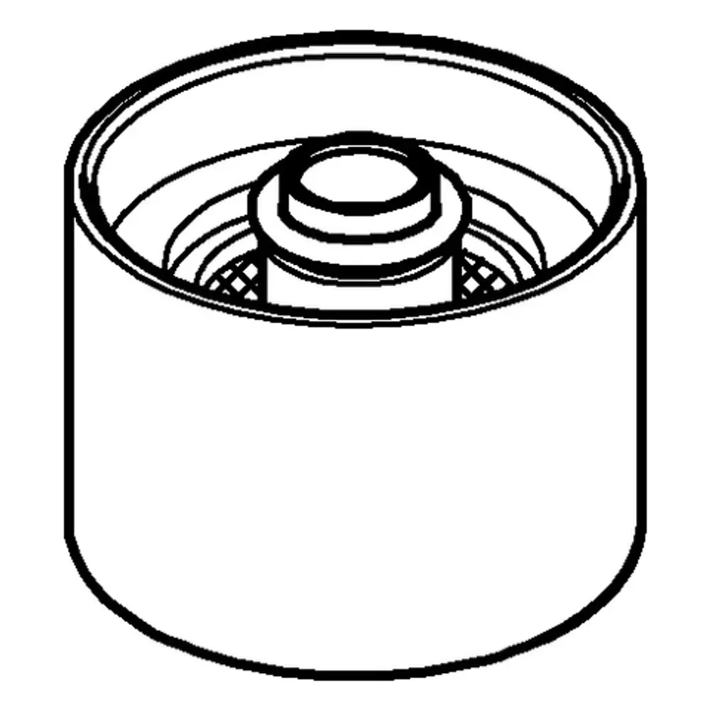 Grohe Mousseur mit innenliegendem Gewinde, zylindrischer Form. Sichtbare Struktur im Inneren sorgt für eine gezielte Wasserverteilung. Kunststoffgehäuse in Chromfarbe.