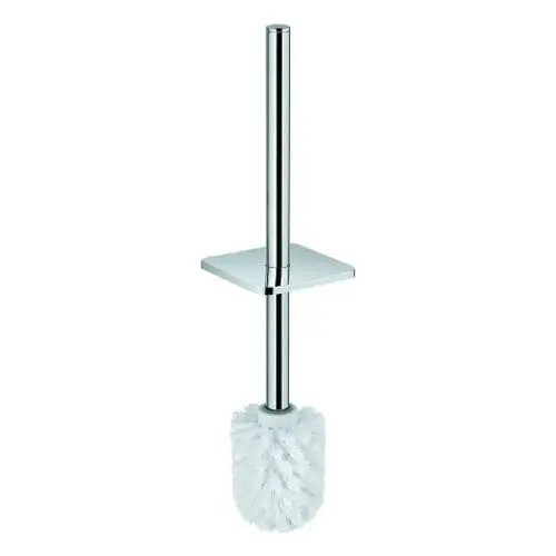 GROHE Bürstengarnitur mit einem weißen Bürstenkopf und einem verchromten Stiel, der auf einer quadratischen Basis montiert ist.