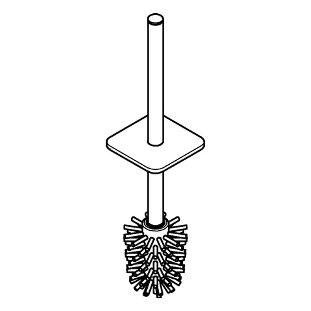 Grohe Ersatzbürste mit runder, flexibler Borstenanordnung, montiert auf einem geraden Griff mit quadratischer Basis. Ideal für die Verwendung mit Bürstengarnituren.