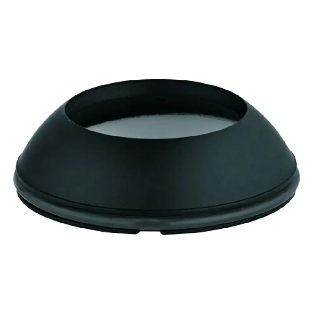 Schwarze Abdeckung von Grohe, mit geschwungener Form und flacher Oberseite. Sie ist einfach und funktional gestaltet.