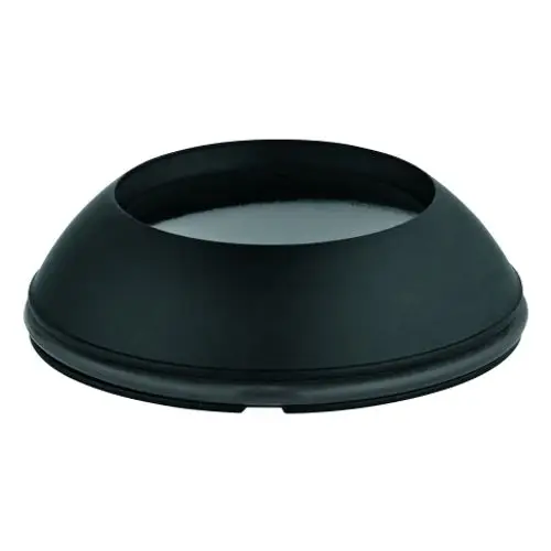 Schwarze Abdeckung von Grohe, mit geschwungener Form und flacher Oberseite. Sie ist einfach und funktional gestaltet.