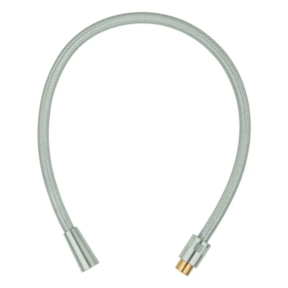 Brauseschlauch von Grohe, flexibel mit einem griffigen, gewebten Überzug und zwei Anschlussenden, eines davon mit goldenem Element.
