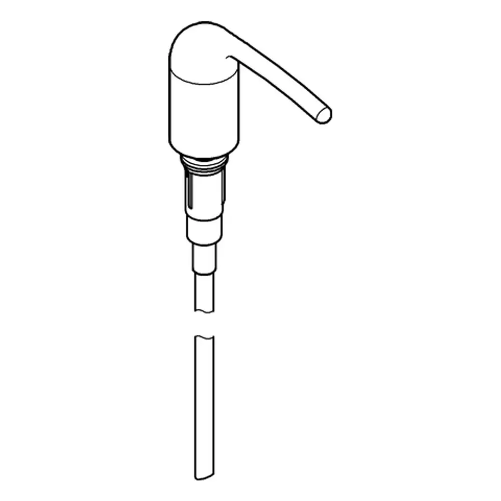 GROHE Pumpvorrichtung mit einem Auslaufrohr, konzipiert für die Anwendung in Sanitäranlagen. Das Bild zeigt eine schematische Darstellung des Produkts.