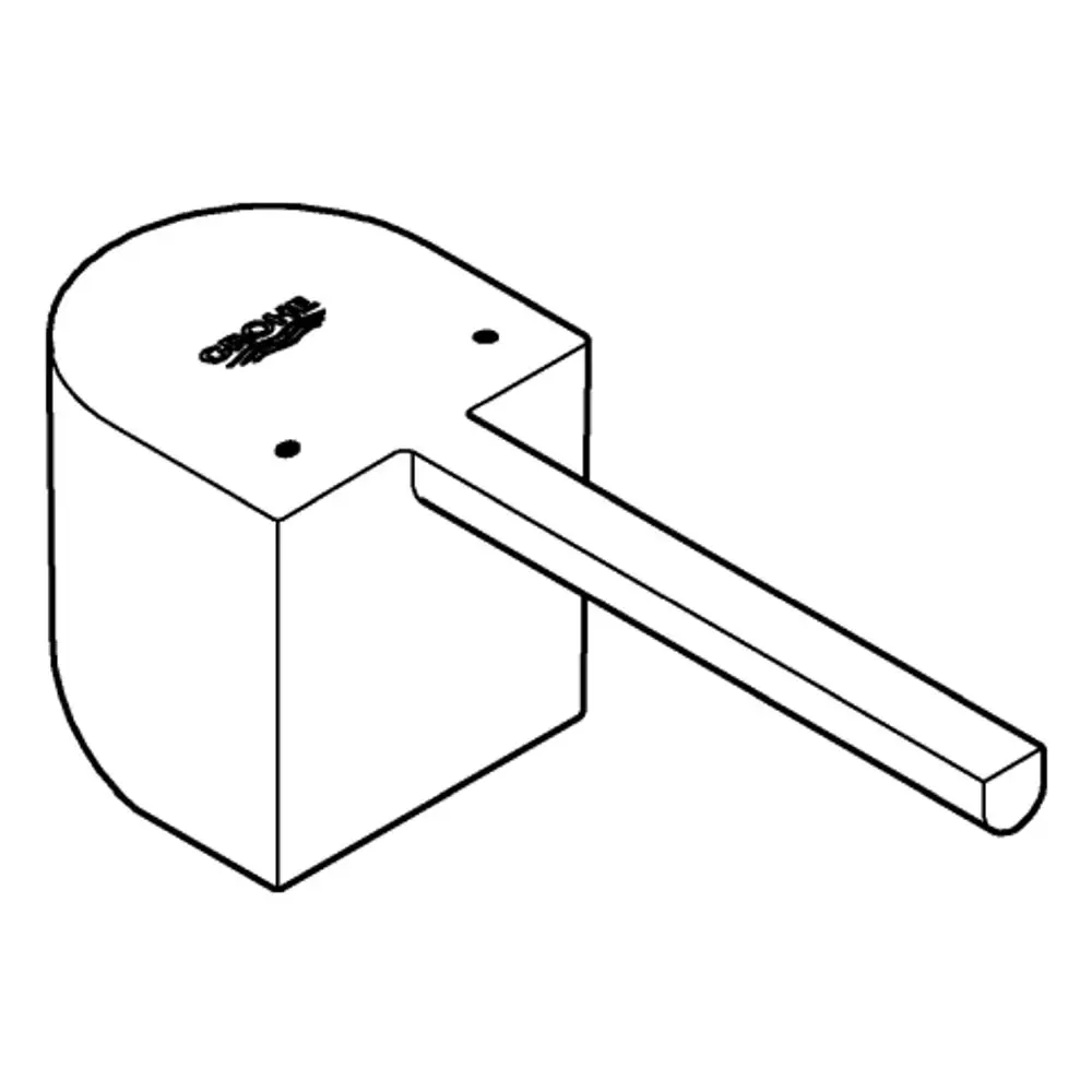 GROHE Hebel in schwarz mit einem rechteckigen Kopf und langem Griff. Der Kopf hat zwei Löcher an der Vorderseite zur Befestigung. Eignet sich für Einlochmontage.