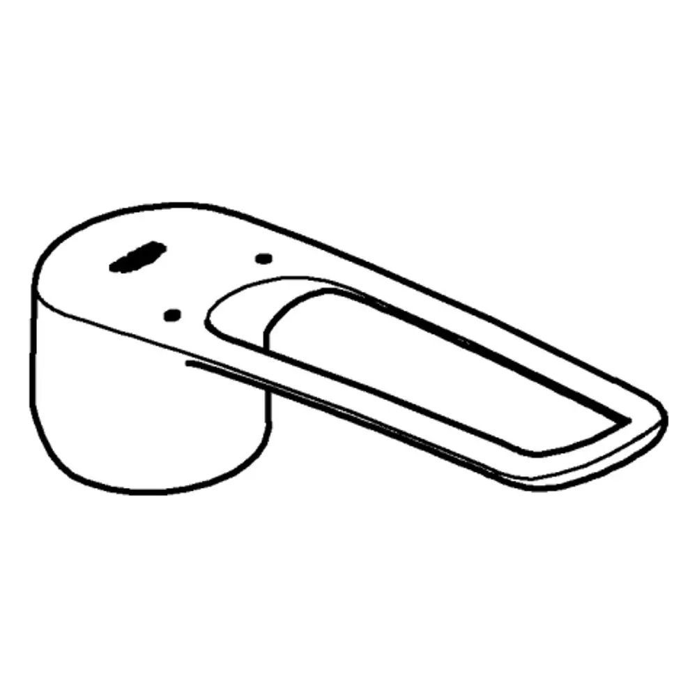 Chromfarbener Hebel von Grohe mit einer abgerundeten Form und einer flachen, breiten Oberfläche. Er wird zur Betätigung von Armaturen verwendet.