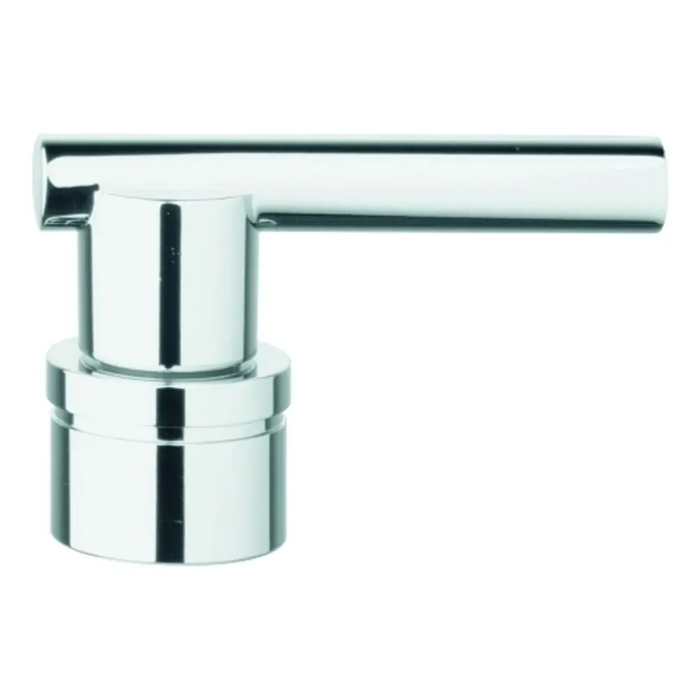 Grohe Griff aus verchromtem Material mit einer horizontalen Betätigungsstange und einer runden Basis zur Befestigung.