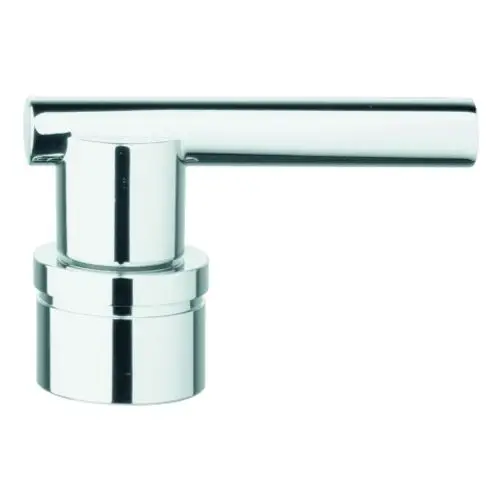 Grohe Griff aus verchromtem Material mit einer horizontalen Betätigungsstange und einer runden Basis zur Befestigung.