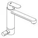 Einfache Armatur von Grohe mit langem Auslauf und seitlichem Hebel für die Steuerung des Wasserflusses, in verchromtem Finish.