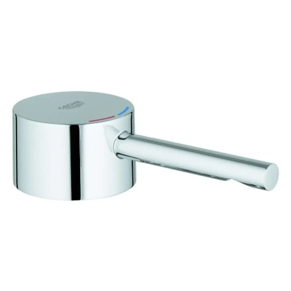 GROHE Hebel in chrom, runde Basis mit seitlichem Hebel und farbiger Kennzeichnung für warmes und kaltes Wasser. Geeignet für Wasserarmaturen.