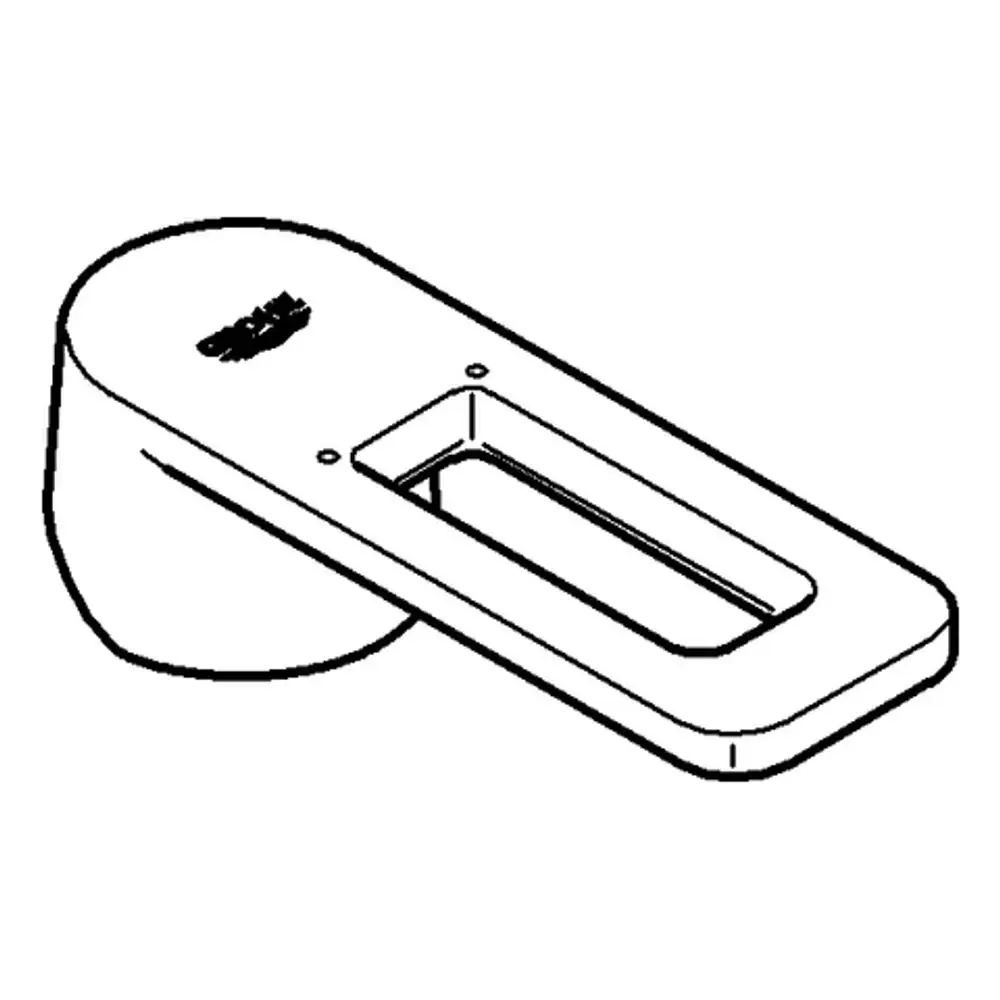 Grohe Hebel mit ovaler Form und rechteckigem Ausschnitt, zur Verwendung in Sanitäranlagen, abgebildet in einer technischen Skizze.