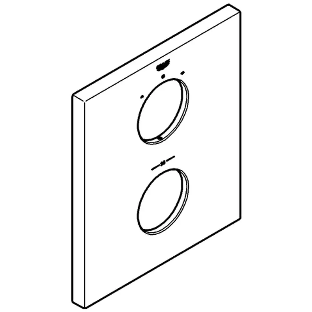 GROHE Rosette in quadratischer Form mit zwei Ausschnitten für Armaturen, abgebildet auf einer weißen Hintergrundfläche.