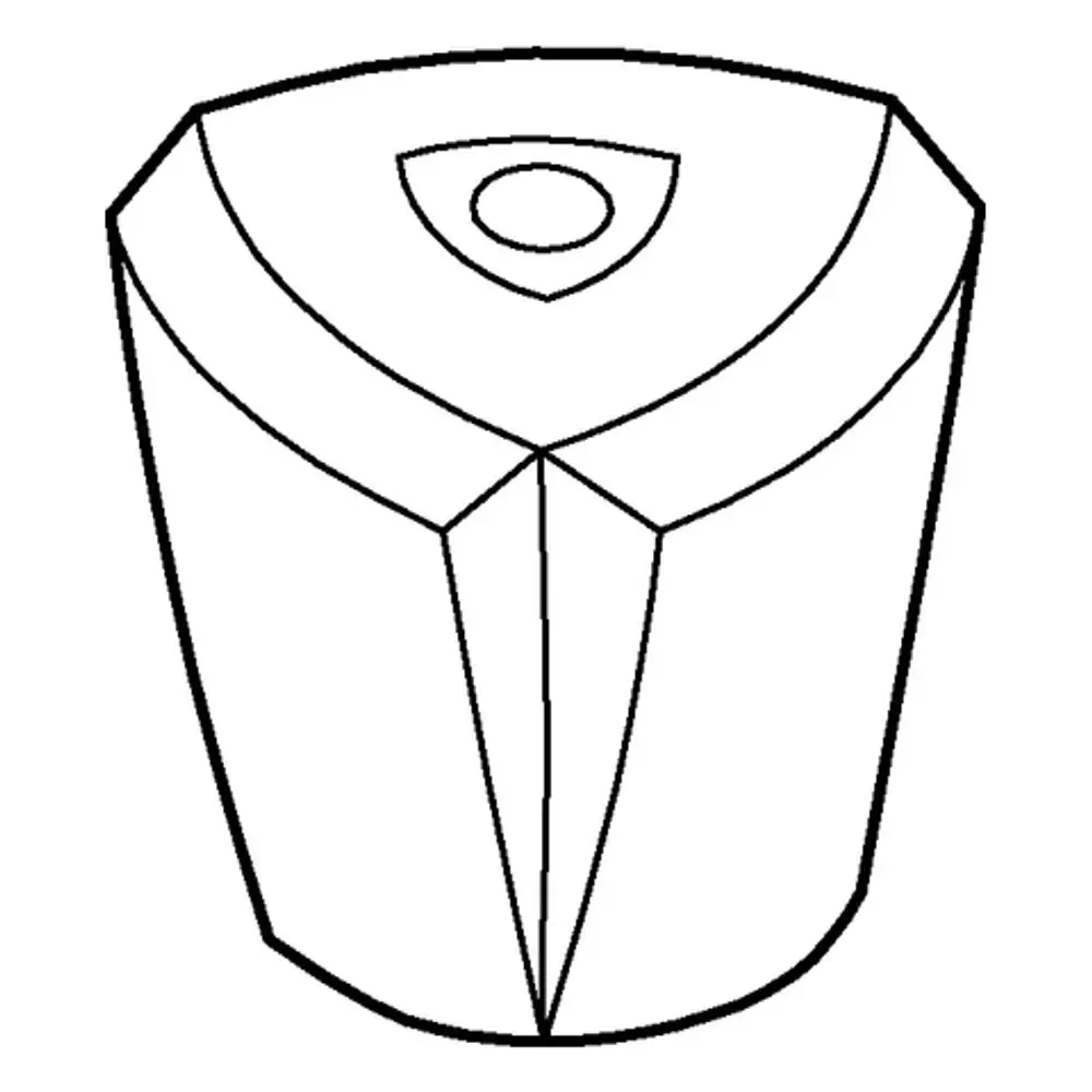 GROHE Griff in chromfarbenem Finish mit blauer und roter Markierung, gestaltet für den Einsatz in Badezimmer-Armaturen. Geometrische Form mit klaren Linien.
