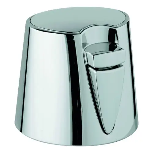 Chromfarbener Temperaturwählgriff von Grohe, mit einer glatten Oberfläche und einem ergonomischen Hebel, geeignet für eine moderne Badezimmerarmatur.