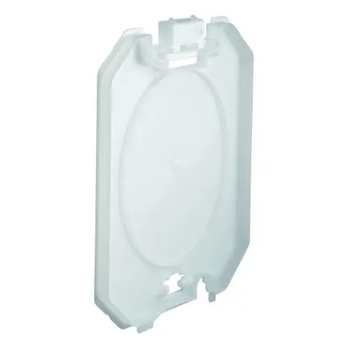 Transparente Schutzplatte von Grohe für WC-Spülkästen, mit Aussparungen zur Befestigung und einer runden Vertiefung in der Mitte. Eignet sich zur Abdeckung von Bauteilen.
