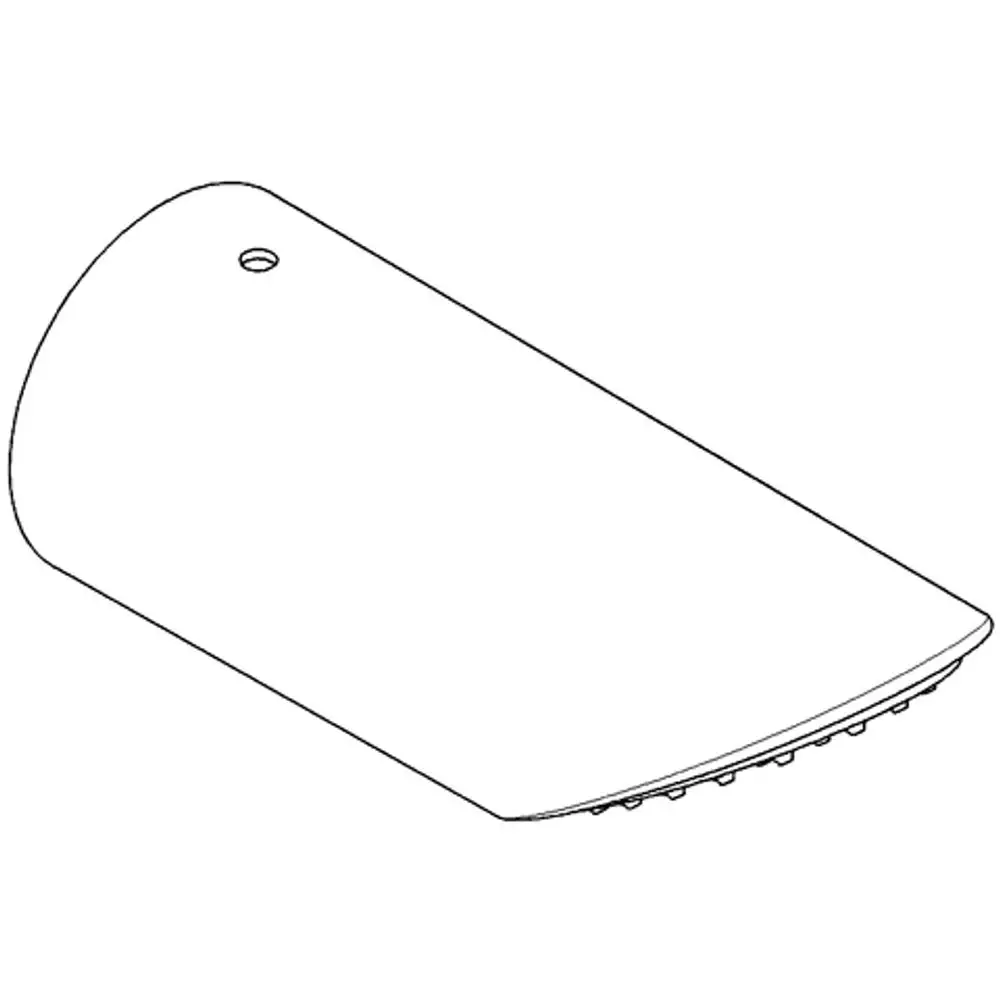 Verchromte Kopfbrause von Grohe mit abgerundeter Form und einer glatten Oberfläche. Die Rückseite zeigt eine strukturierte Fläche zur Befestigung.