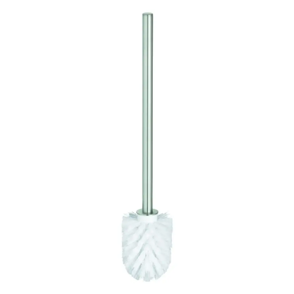 Bürstenkopf mit langen, weißen Borsten an einem silbernen Stiel, geeignet für die Reinigung, hergestellt von Grohe.