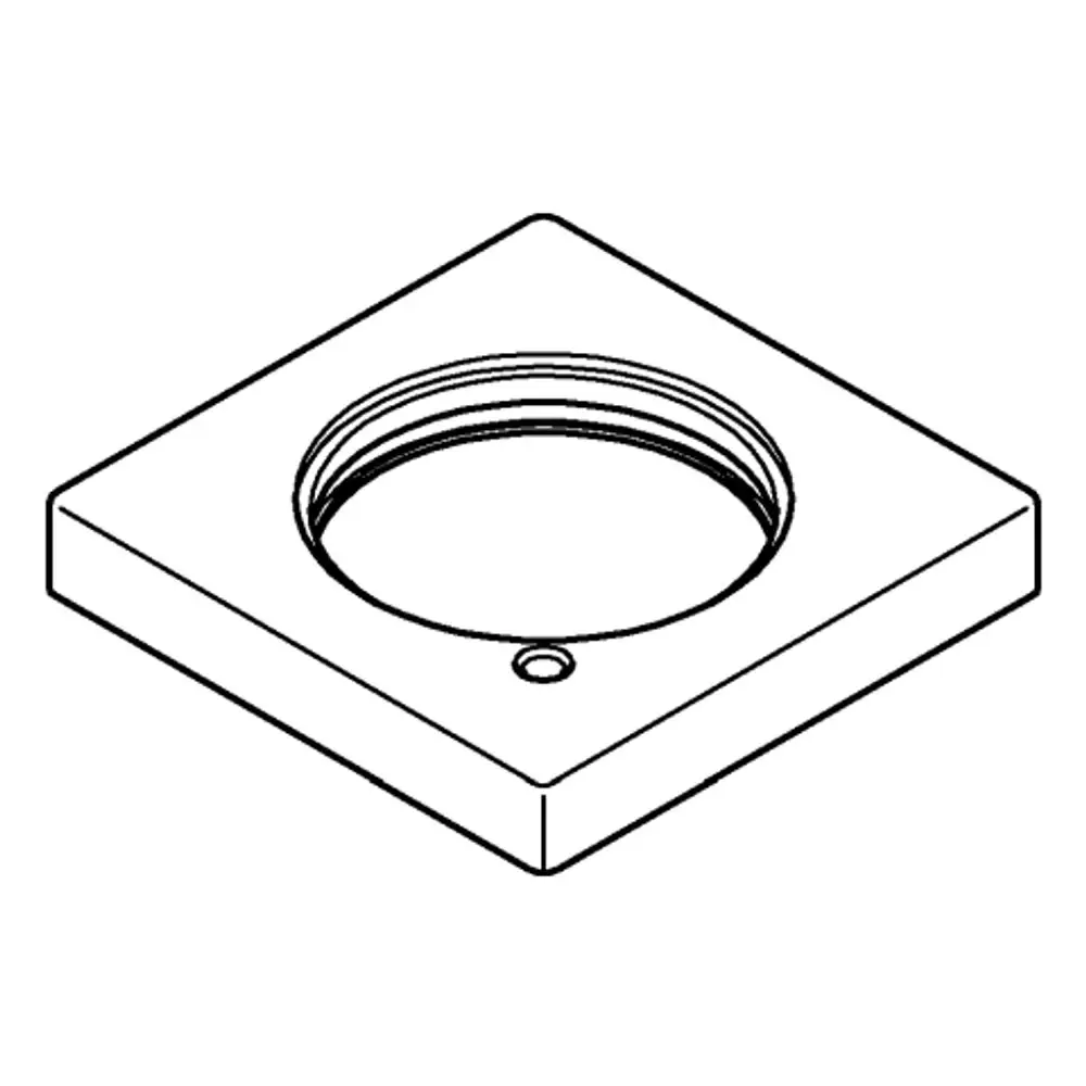 GROHE Rosette in quadratischer Form mit einer zentralen Vertiefung, geeignet für Wandbatterien, präsentiert in der Farbe Supersteel.