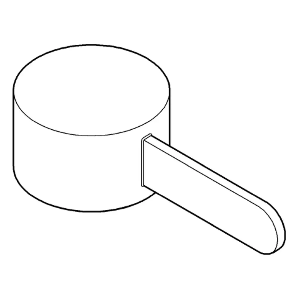 Hebel aus Edelstahl mit einer flachen, ovalen Griffseite, montiert auf einem zylindrischen Körper. Das Produkt könnte von Grohe stammen.