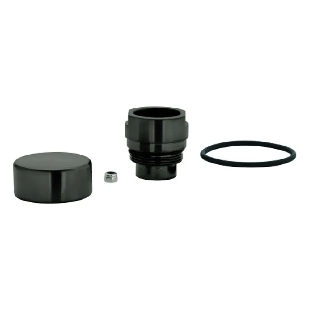 GROHE Umstellknopf in mattem Schwarz, bestehend aus einem Hauptteil mit Gewinde, einer Abdeckung und einem O-Ring, geeignet für Armaturen.