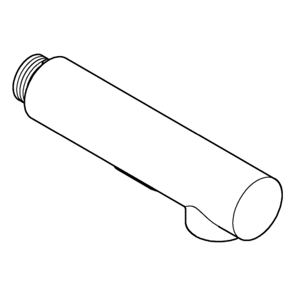 Ausziehbare Spülbrause mit zwei Strahlarten von Grohe, zylindrischer Körper mit einem Gewinde und einer seitlichen Ablage für einfachen Gebrauch.
