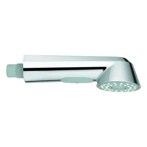 Hochglänzende Spülbrause in Chromoptik mit ergonomischem Griff und Duschkopf. Produkt von Grohe, geeignet für verschiedene Wasseranschlüsse.
