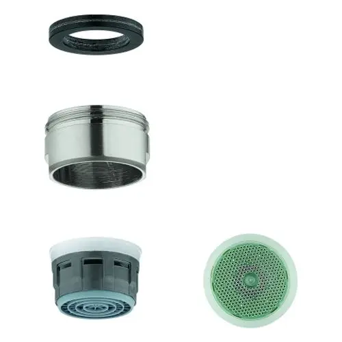 Grohe Mousseur-Elemente in verschiedenen Größen und Formen, einschließlich Dichtungsring, montagematerial und Filter für Wasserhähne.
