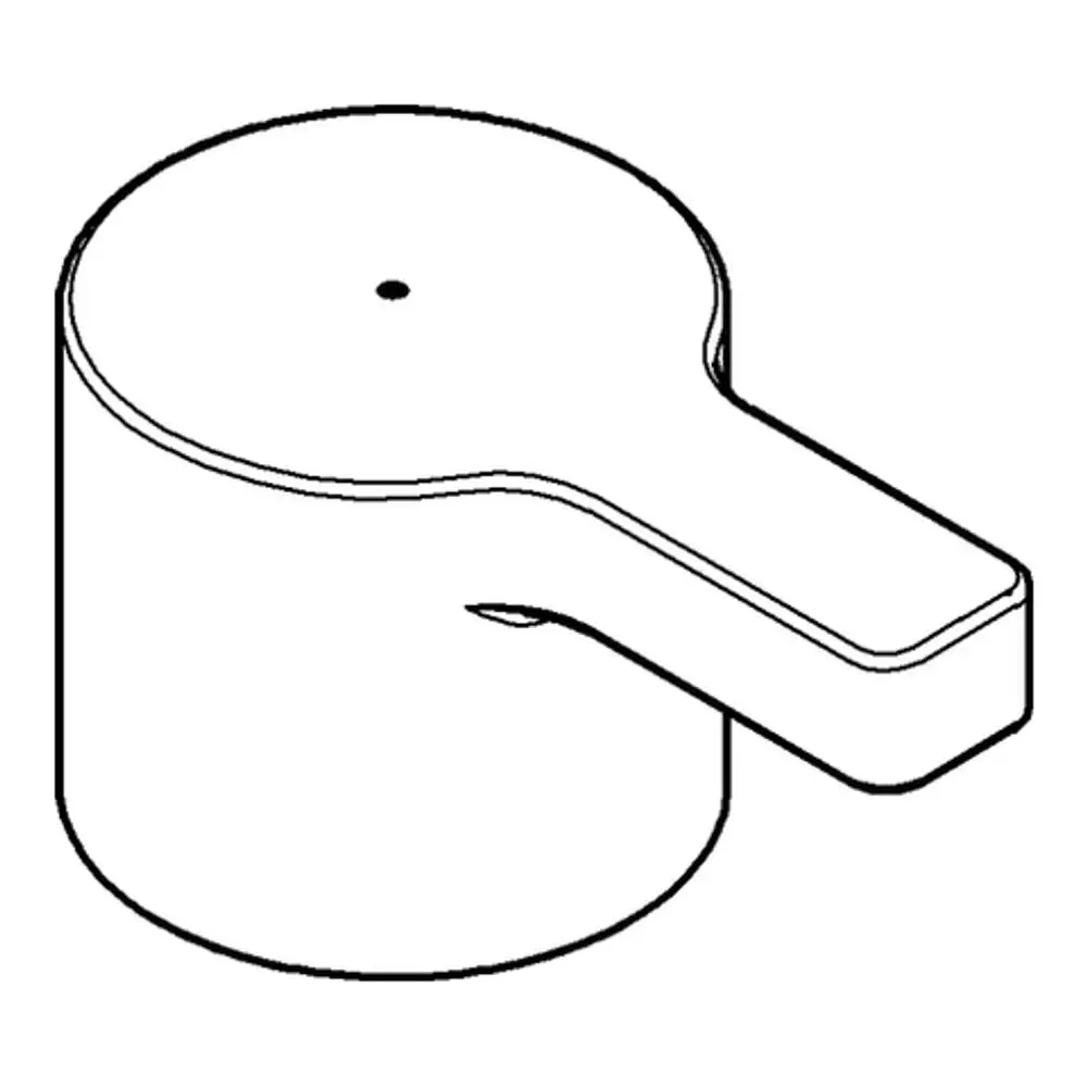 GROHE Produkt, griffartiger Körper mit seitlichem Hebel und runder Oberseite. Die Markierung für kalt und warm ist sichtbar, dargestellt in blau und rot.
