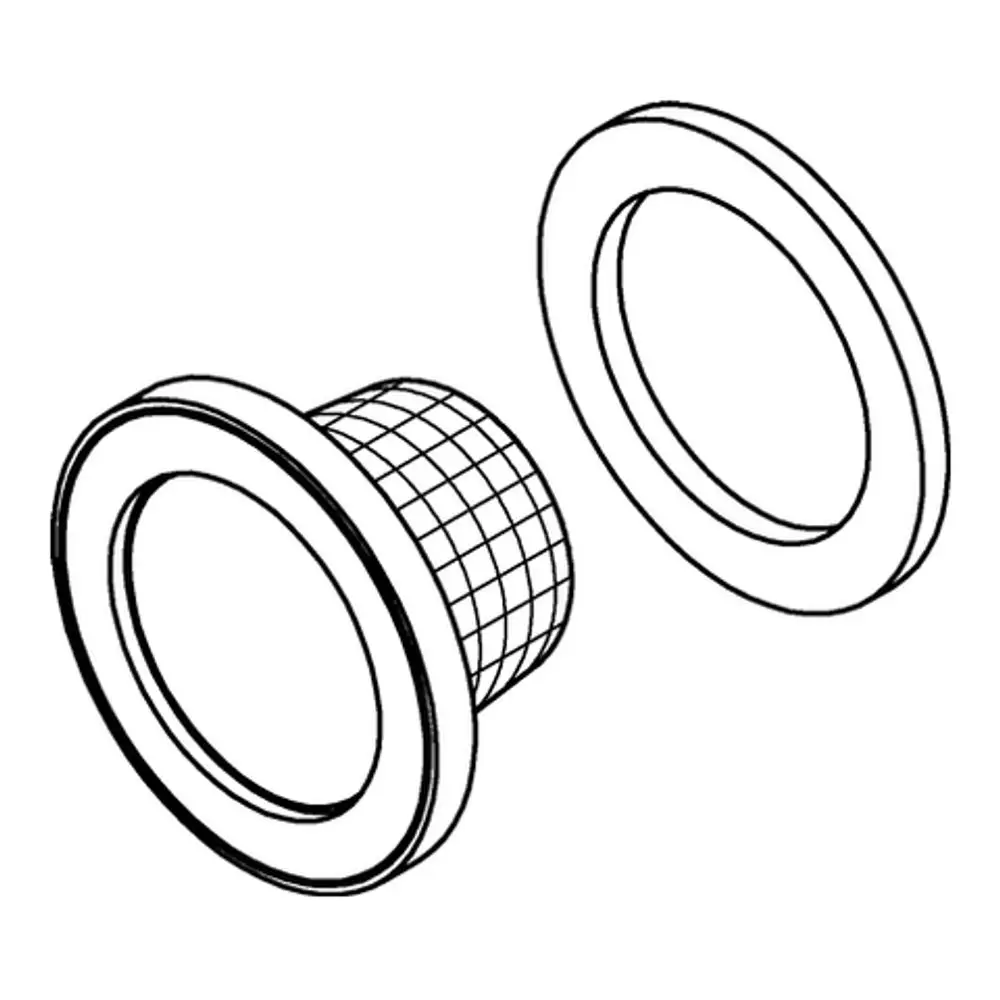 Grohe Dichtungsset mit zwei separaten Teilen: einem runden Element mit Gitterstruktur und einem glatten, runden Dichtungsring.