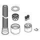 Abgebildete Einzelteile in schematischer Darstellung, darunter ein röhrenförmiges Element, Filtergitter, Dichtungen und Halterungen, die zu einem Grohe Produkt gehören.