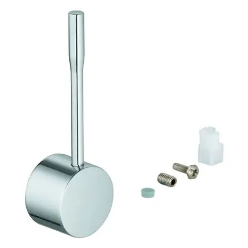 Grohe Hebel in Chrom-Finish, mit länglichem Stiel und runder Basis. Separates Befestigungsmaterial liegt bei.