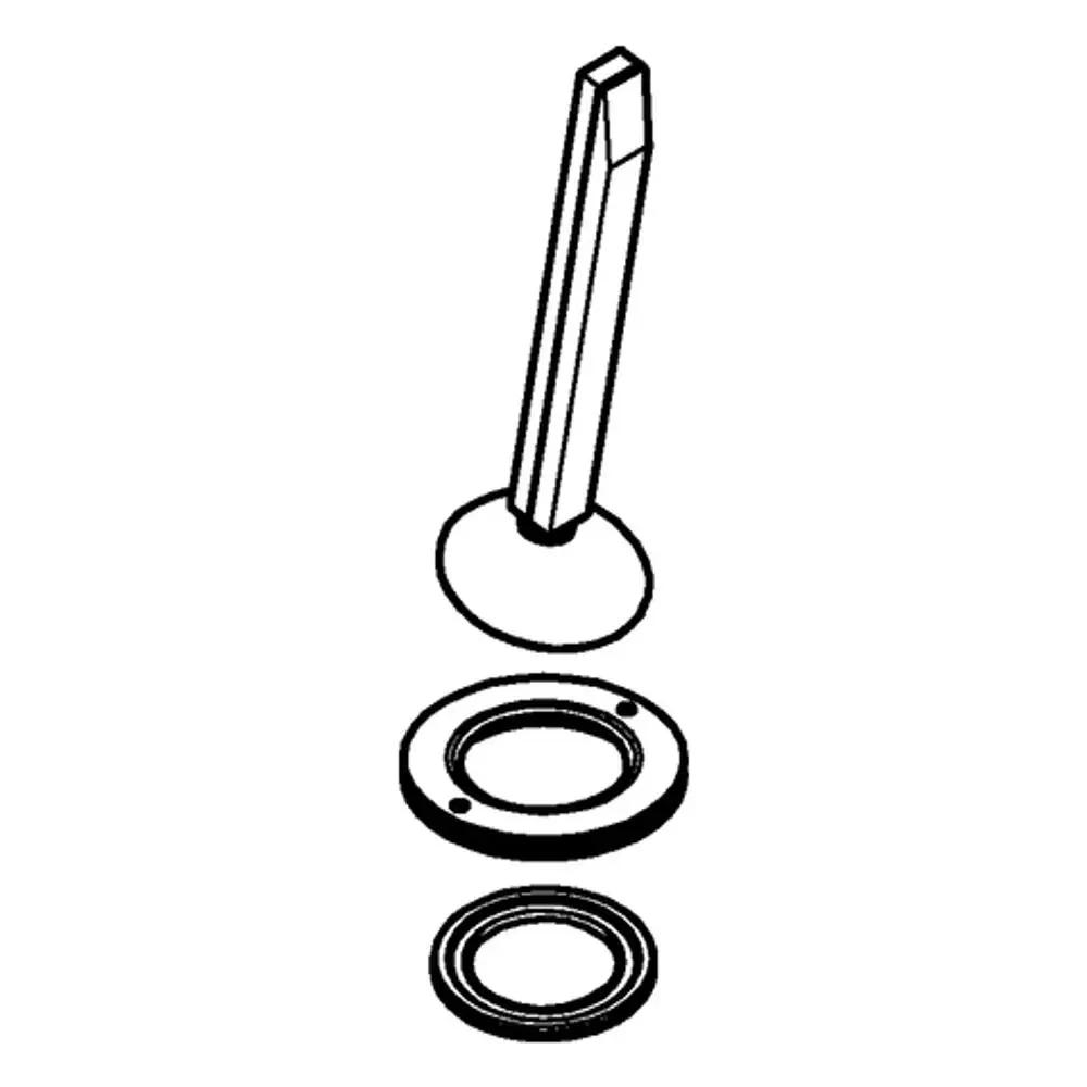 Ausgezeichnete Darstellung eines GROHE-Hebels mit einem langen, flachen Griff, einer runden Basis und mehreren Dichtungen, die in einem zerlegten Zustand gezeigt werden.