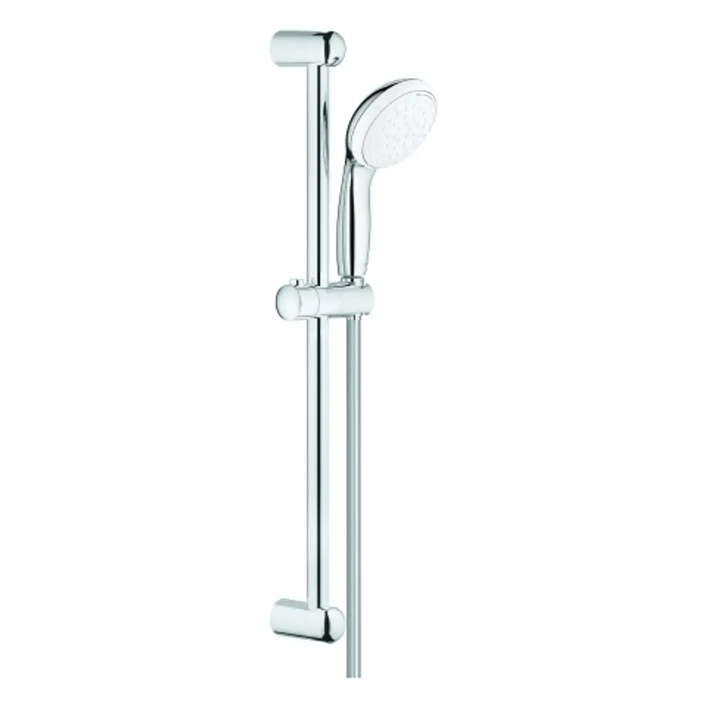 Brauseschlauch mit Handbrause und Halterung von Grohe, montierbar an der Wand, in verchromter Ausführung, funktionales Design, geeignet für die Dusche.